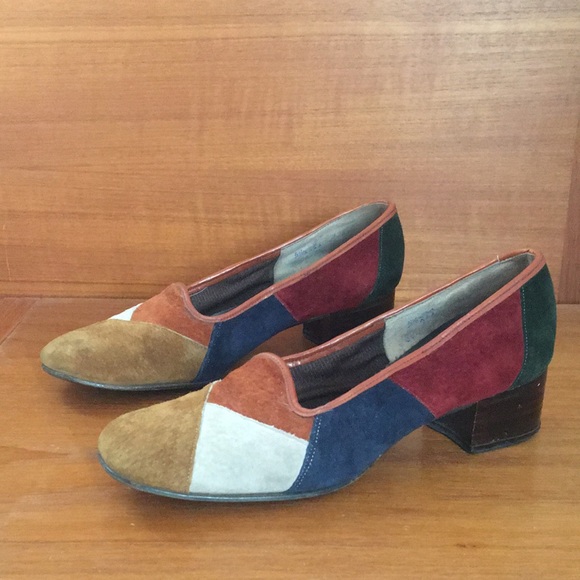 VINTAGE NATURALIZER SUEDE PATCH WORK LOW HEEL SIZE 5.5 - Picture 3 of 10
